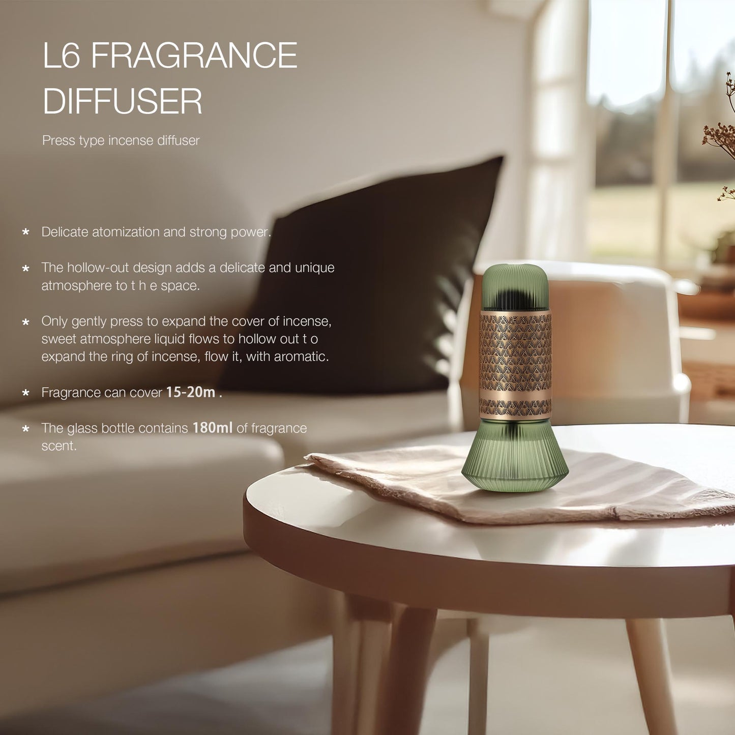 Luxury Silent Aroma Diffuser – Fireless Metal & Glass Design for Car & Home | Tasilo Lifestyle